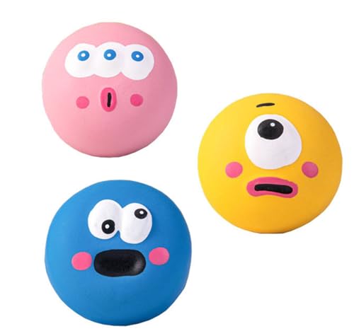 Uran Mall Pet Training Latex Quietschball Spielzeug, interaktives Kauspielzeug für kleine Hunde, 5,5 cm, ungiftig, 3 Stück von Uran Mall