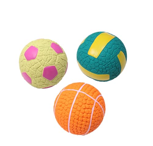 Uranmall Hundespielzeug, Latex-Sportball-Set, interaktives Hundespielzeug, quietschende Bälle für kleine und mittelgroße Hunde, 9 cm, 3 Stück von Uran Mall