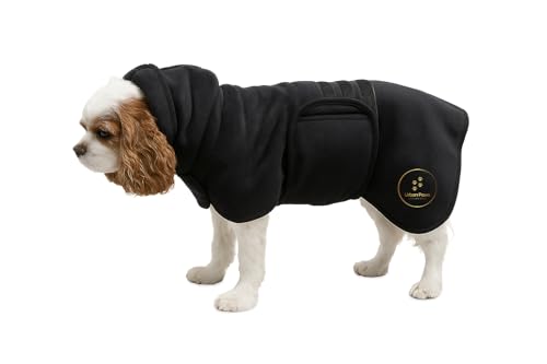 Urban Paws Collective UK: Luxuriöser Trockenmantel aus Mikrofaser, schnell trocknend in 20 bis 30 Minuten, Hunde-Bademantel mit Ohrenschutz, dick und weich, luxuriöse Haptik und Haptik von Urban Paws Collective®