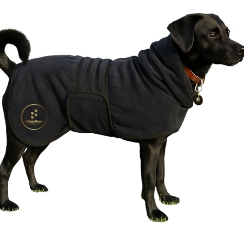 Urban Paws Collective UK: Luxuriöser Trockenmantel aus Mikrofaser, schnell trocknend in 20 bis 30 Minuten, Hunde-Bademantel mit Ohrenschutz, dick und weich, luxuriöse Haptik und Haptik von Urban Paws Collective®