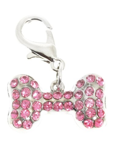 UrbanPup Halsband-Anhänger für Hunde, Knochen mit Swarovski-Kristallen, Pink von UrbanPup