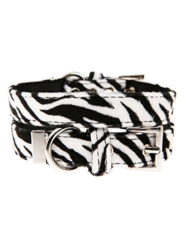 UrbanPup Halsband aus Stoff mit Zebramuster (Größe L, Halsumfang für Hunde, verstellbar: 35 cm bis 45 cm) von UrbanPup