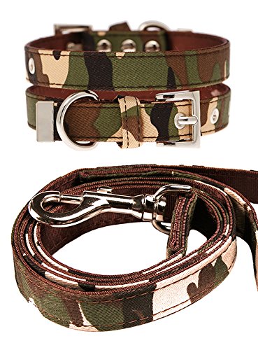 UrbanPup Halsband und Leine (Set), Camouflage-Stoff von UrbanPup