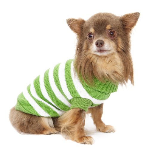 UrbanPup Pullover für Hunde, gestreift, Größe XL, 40 cm, Grün / Weiß von UrbanPup