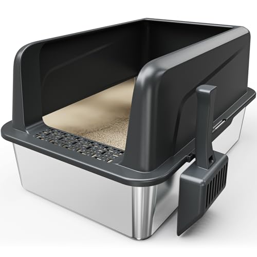 Edelstahl Katzenklo XXL Katzentoilette für Große Katzen, 30L große Kapazität, leicht zu reinigen, Nicht klebend, kein Urinleck, 60x40x33 cm, Schwarz Edelstahl Katzenklo XXL Katzentoilette für Große Katzen, 30L große Kapazität, leicht zu reinigen, Nicht klebend, kein Urinleck, 60x40x33 cm, Schwarz von UreverFins