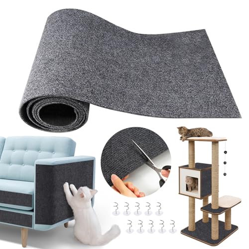 Urijk Selbstklebend Kratzmatte Katze Wand,30*30CM Kratzmatte Katzen,DIY Trimmbarer Teppich Matte Pad Katzenkratzbretter,Kratzschutz Katzenkratzmatte für Schützt Teppiche Sofa Möbelschutz（Dunkelgrau） von Urijk