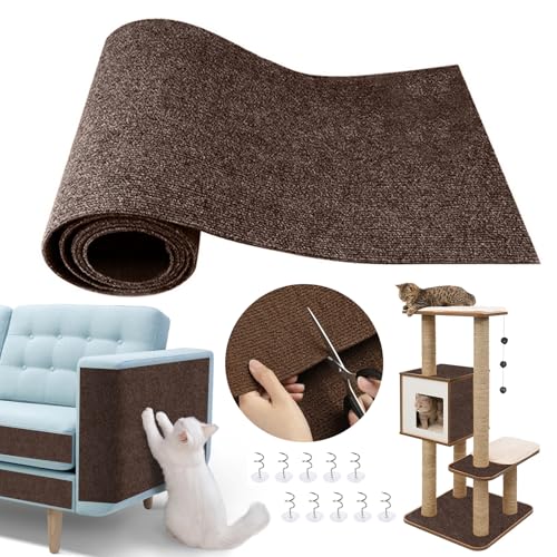 Urijk Selbstklebend Kratzmatte Katze Wand,30 * 30CM Kratzmatte Katzen,DIY Trimmbarer Teppich Matte Pad Katzenkratzbretter,Kratzschutz Katzenkratzmatte für Schützt Teppiche Sofa Möbelschutz（braun） von Urijk