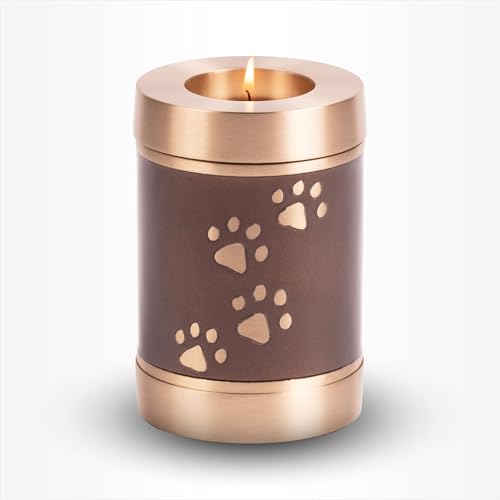 Hunde Urne Teelicht Mittel 600 ml Braun Goldfarben Pfoten - Tiere Urne für Asche Einäscherung - Urne Hund - Urne Katze Hunde Urne Teelicht Mittel 600 ml Braun Goldfarben Pfoten - Tiere Urne für Asche Einäscherung - Urne Hund - Urne Katze von Urn Store