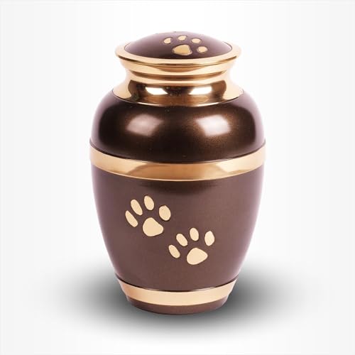 Tiere Urne Hund Groß 1,5 Liter Braun Goldfarben Pfoten - Tiere Urne für Asche Einäscherung - Urne Hund - Urne Katze Tiere Urne Hund Groß 1,5 Liter Braun Goldfarben Pfoten - Tiere Urne für Asche Einäscherung - Urne Hund - Urne Katze von Urn Store