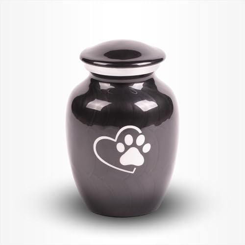 Tiere Urne Hund Katze Mittel 750ml Schwarz Weiß Herz & Pfote - Tiere Urne für Asche Einäscherung - Urne Hund - Urne Katze Tiere Urne Hund Katze Mittel 750ml Schwarz Weiß Herz & Pfote - Tiere Urne für Asche Einäscherung - Urne Hund - Urne Katze von Urn Store