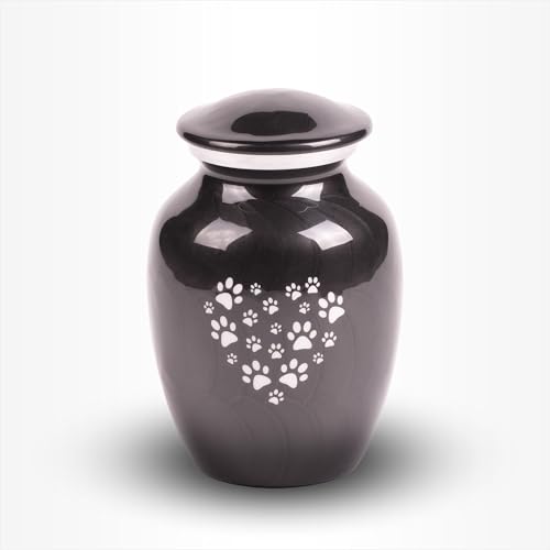 Tiere Urne Hund Katze Mittel 750ml Schwarz Weiß Pfoten Herz - Tiere Urne für Asche Einäscherung - Urne Hund - Urne Katze Tiere Urne Hund Katze Mittel 750ml Schwarz Weiß Pfoten Herz - Tiere Urne für Asche Einäscherung - Urne Hund - Urne Katze von Urn Store