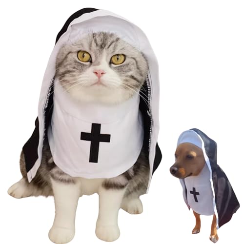 Haustierkostüm für Katze/Hund, Nonne, niedlich, lustig, für Schwester, Angewohnheit, Outfit für Halloween, Weihnachten, Festival, Cosplay, Party, Größe S Haustierkostüm für Katze/Hund, Nonne, niedlich, lustig, für Schwester, Angewohnheit, Outfit für Halloween, Weihnachten, Festival, Cosplay, Party, Größe S von Urnat