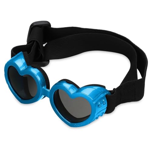 Hundebrille in Herzform, windabweisend, stilvolle niedliche UV-Schutz-Sonnenbrille für Outdoor-Reiten und Spazierengehen (blau) von Urnat