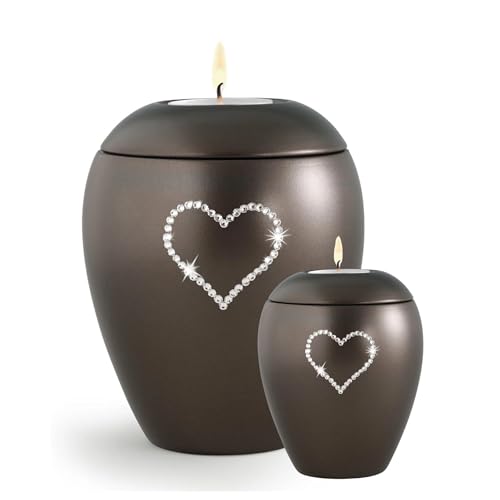 Urns UK Ventnor Crystal Heart Kerze in Herzform, 0,5 l, Schokoladenbraun von Urns UK