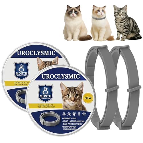 UroClysmic 2 Pack Katzenhalsband zur Infektionsprävention, wasserdicht, verstellbar mit natürlichen ätherischen Ölen, 16 Monate Schutz für Katzen über 7 Wochen, sicher und bequem UroClysmic 2 Pack Katzenhalsband zur Infektionsprävention, wasserdicht, verstellbar mit natürlichen ätherischen Ölen, 16 Monate Schutz für Katzen über 7 Wochen, sicher und bequem von UroClysmic