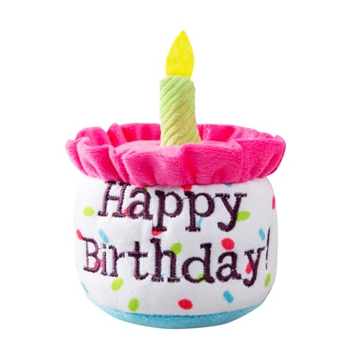 Ushang Pet Hundespielzeug für Geburtstagskuchen, Happy Birthday Kuchenform, quietschendes Hundespielzeug für kleine und mittelgroße Hunde, lustige Hundegeschenke, Plüsch-Hundespielzeug, klein, Rosa Ushang Pet Hundespielzeug für Geburtstagskuchen, Happy Birthday Kuchenform, quietschendes Hundespielzeug für kleine und mittelgroße Hunde, lustige Hundegeschenke, Plüsch-Hundespielzeug, klein, Rosa von Ushang Pet