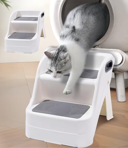 Tragbare Haustiertreppe, zusammenklappbare Katzenrampe für Katzentoilette, 2-stufiges Design mit rutschfester Oberfläche, 40,6 x 30,5 x 38,1 cm, für ältere und verletzte Katzen Tragbare Haustiertreppe, zusammenklappbare Katzenrampe für Katzentoilette, 2-stufiges Design mit rutschfester Oberfläche, 40,6 x 30,5 x 38,1 cm, für ältere und verletzte Katzen von Usluole