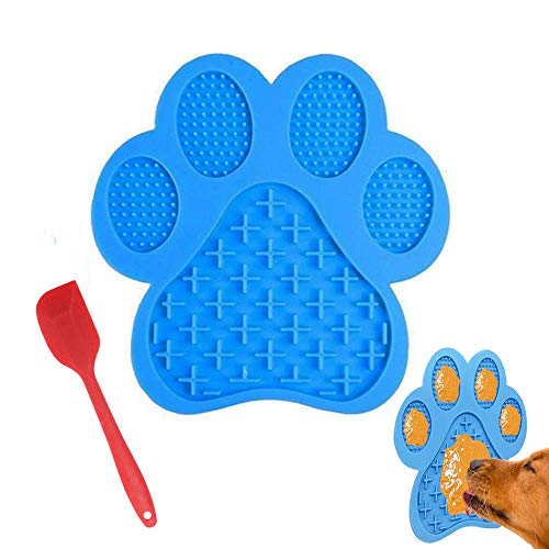 Uspace Leckmatte für Hunde mit Erdnussbutter und Saugnäpfen an der Wand, zum Baden, Pflegen und Hundetraining (blau) von Uspace