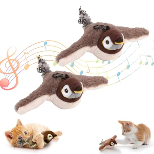 Usper Katzenspielzeug Vogel Flattern, Flapping Bird Cat Toy, Elektrisches Vogelspielzeug FüR Katzen, Fliegender Vogel Katzenspielzeug Spielzeug Katze (A, 2 PCS) von Usper