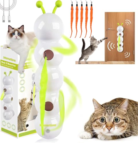 Usper WuselWurm Katzenspielzeug, Wuselwurm Katze Smart Motion Katzenspielzeug Mit Saugnapf Interaktiver Wurmreiz Mit Saugnapf FüR Katzen Wand & Fenster Montiert (D) von Usper