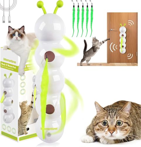 Usper Wuselwurm Katzenspielzeug, Wuselwurm Katze Smart Motion Katzenspielzeug Mit Saugnapf Interaktiver Wurmreiz Mit Saugnapf FüR Katzen Wand & Fenster Montiert (B) von Usper