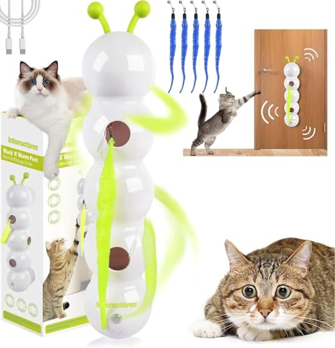 Usper Wuselwurm Katzenspielzeug, Wuselwurm Katze Smart Motion Katzenspielzeug Mit Saugnapf Interaktiver Wurmreiz Mit Saugnapf FüR Katzen Wand & Fenster Montiert (C) von Usper