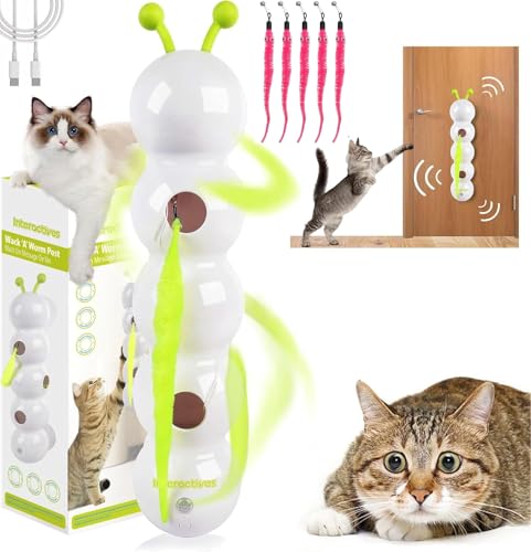 Usper Wuselwurm Katzenspielzeug, Wuselwurm Katze Smart Motion Katzenspielzeug Mit Saugnapf Interaktiver Wurmreiz Mit Saugnapf FüR Katzen Wand & Fenster Montiert (E) von Usper