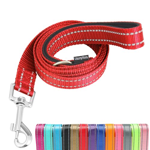 UsunyVora Reflektierende Nylon-Hundeleine zum Spazierengehen, starke Hundeleine mit gepolstertem Griff für mittelgroße und große Hunde, 1,8 m, Rot UsunyVora Reflektierende Nylon-Hundeleine zum Spazierengehen, starke Hundeleine mit gepolstertem Griff für mittelgroße und große Hunde, 1,8 m, Rot von UsunyVora