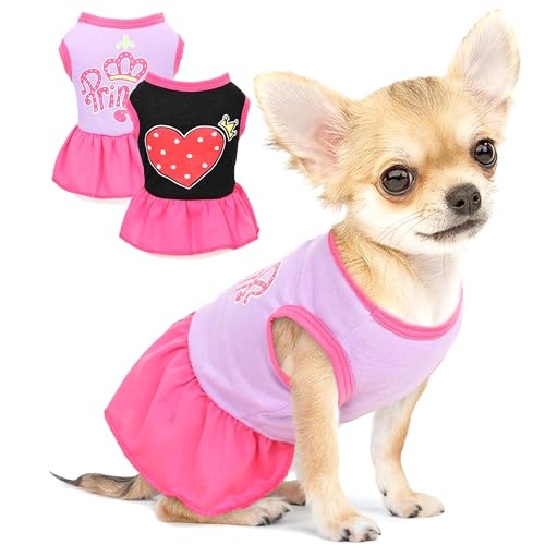 2-teiliges Hundekleid für kleine Hunde, Mädchen, Sommer, Mädchen, Hundekleidung, niedliches Welpenkleid, Chihuahua, Yorkie, Hunde-Outfits, Haustier, Hund, Prinzessin, Liebesmuster, Katzenkleidung 2-teiliges Hundekleid für kleine Hunde, Mädchen, Sommer, Mädchen, Hundekleidung, niedliches Welpenkleid, Chihuahua, Yorkie, Hunde-Outfits, Haustier, Hund, Prinzessin, Liebesmuster, Katzenkleidung von Uswalnna