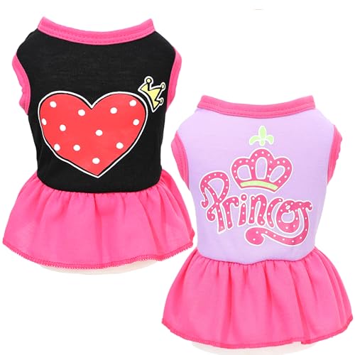 2-teiliges Hundekleid für kleine Hunde, Mädchen, Sommer, Mädchen, Hundekleidung, niedliches Welpenkleid, Chihuahua, Yorkie, Hunde-Outfits, Haustier, Hund, Prinzessin, Liebesmuster, Katzenkleidung 2-teiliges Hundekleid für kleine Hunde, Mädchen, Sommer, Mädchen, Hundekleidung, niedliches Welpenkleid, Chihuahua, Yorkie, Hunde-Outfits, Haustier, Hund, Prinzessin, Liebesmuster, Katzenkleidung von Uswalnna