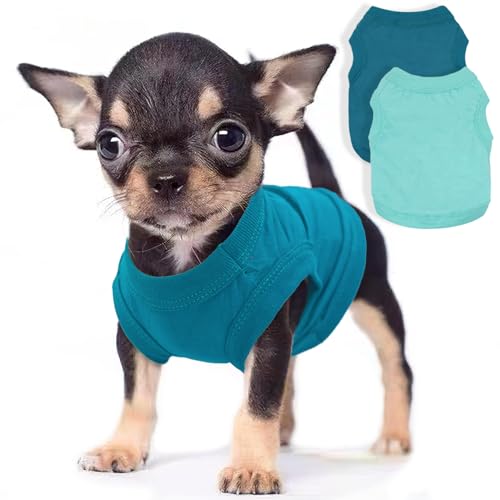 Chihuahua-Kleidung für kleine Hunde, Mädchen, Jungen, Frühling, Sommer, Welpen, weiches Hunde-Shirt, einfarbig, Haustierkleidung, niedliches Katzentuch, Größe XXS ~ M, 2 Stück Chihuahua-Kleidung für kleine Hunde, Mädchen, Jungen, Frühling, Sommer, Welpen, weiches Hunde-Shirt, einfarbig, Haustierkleidung, niedliches Katzentuch, Größe XXS ~ M, 2 Stück von Uswalnna