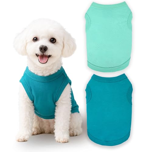 Chihuahua-Kleidung für kleine Hunde, Mädchen, Jungen, Frühling, Sommer, Welpen, weiches Hunde-Shirt, einfarbig, Haustierkleidung, niedliches Katzentuch, Größe XXS ~ M, 2 Stück Chihuahua-Kleidung für kleine Hunde, Mädchen, Jungen, Frühling, Sommer, Welpen, weiches Hunde-Shirt, einfarbig, Haustierkleidung, niedliches Katzentuch, Größe XXS ~ M, 2 Stück von Uswalnna