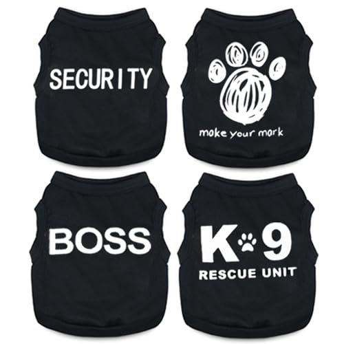Hundekleidung für kleine Hunde, Jungen, männlich, Sommer, Schwarz, Buchstaben, Sicherheitshemden, niedlich, cool, atmungsaktiv, Kleidung für Chihuahua, Yorkie, Shih Tzu, Dackel, Haustier-Katzen-Outfit von Uswalnna