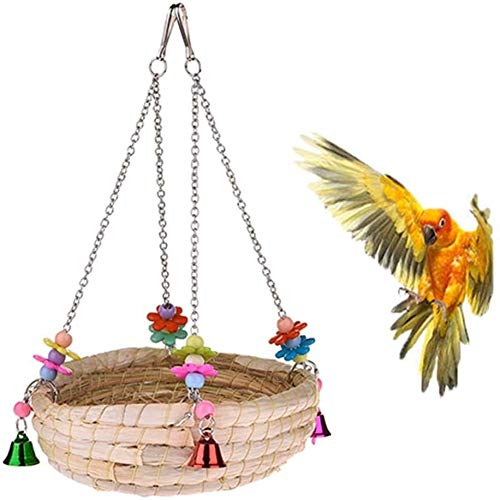 Uteruik Vogel-Strohnest Bett Schaukel Spielzeug mit Glocken für Wellensittich Nymphensittich Sittich Aras Amazon Conure Kanarienvögel Finken Hamster Chinchilla-Käfig Sitzstange Uteruik Vogel-Strohnest Bett Schaukel Spielzeug mit Glocken für Wellensittich Nymphensittich Sittich Aras Amazon Conure Kanarienvögel Finken Hamster Chinchilla-Käfig Sitzstange von Uteruik