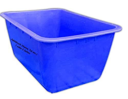 UvV Mörtelkübel 200 Liter 2. Wahl mit Fehldruck Mörtelwanne, Blumenkübel, Wasserbehälter, Futtertrog, Wildwanne, Futterwanne mit 2 Stahlschienen zur Verstärkung (blau) von UvV