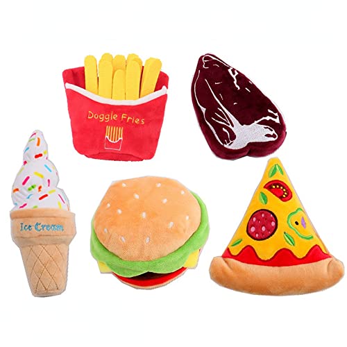 Uvaire 5 Plüschtiere für Hamburger, Steak, Eis, Pommes Frites, klingendes Hundespielzeug, Haustierzubehör Uvaire 5 Plüschtiere für Hamburger, Steak, Eis, Pommes Frites, klingendes Hundespielzeug, Haustierzubehör von Uvaire