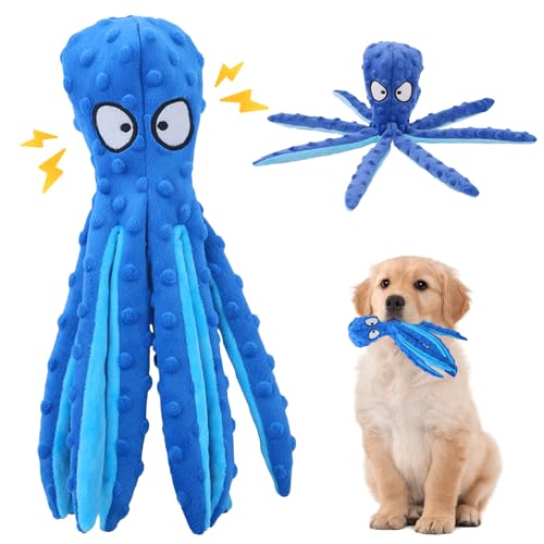 UxClishe Quietschendes interaktives Hundespielzeug, Oktopus, keine Füllung, Kauspielzeug für Hunde, Blau UxClishe Quietschendes interaktives Hundespielzeug, Oktopus, keine Füllung, Kauspielzeug für Hunde, Blau von UxClishe