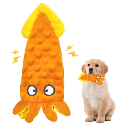 UxClishe Quietschendes interaktives Hundespielzeug, Tintenfisch, keine Füllung, Kauspielzeug für Hunde, Orange UxClishe Quietschendes interaktives Hundespielzeug, Tintenfisch, keine Füllung, Kauspielzeug für Hunde, Orange von UxClishe