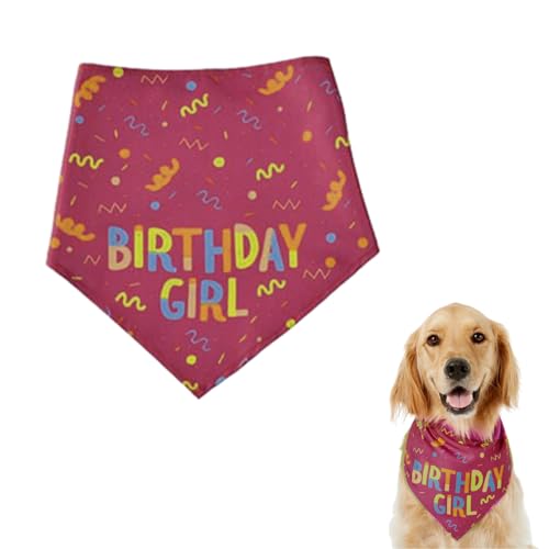 Hunde-Geburtstags-Halstuch, Dreieckstuch bedruckt, Hundehalstuch, Hunde-Lätzchen, waschbar, Hundehalstücher für kleine, mittelgroße und große Hunde, Geburtstagsparty-Zubehör (Rosa) von UxradG