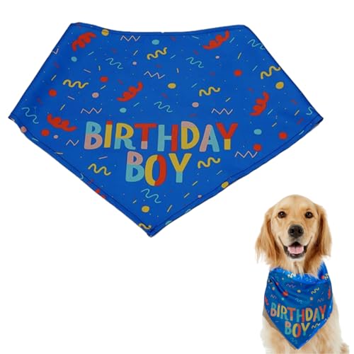 Hunde-Geburtstags-Halstuch, Dreieckstuch für Hunde, waschbar, bedruckt, für kleine, mittelgroße und große Hunde, Haustier-Geburtstagsparty-Zubehör (blau) von UxradG