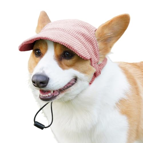 Baseballkappe für Hunde – Stilvoller, verstellbarer Sonnenhut mit Ohrlöchern, UV-Schutz, Outdoor-Visier, verstellbarer Kordelzug, Haustierkostüm-Zubehör für Sommerspaziergänge im Freien (Rosa) von UzeEnde