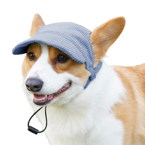 Baseballkappe für Hunde – Stilvoller verstellbarer Sonnenhut mit Ohrlöchern, UV-Schutz, Outdoor-Visier, verstellbarer Kordelzug, Haustierkostüm-Zubehör für Sommerspaziergänge im Freien (blau) von UzeEnde