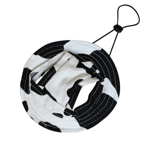 Fischerhüte für Hunde – verstellbare Sommer-Sonnenblende mit runder Krempe, mit Ohrlöchern, Nackenband, Anti-Würge-Kappe für kleine, mittelgroße Hunde, Katzen, Outdoor, Wandern, Reisen (C,M) von UzeEnde