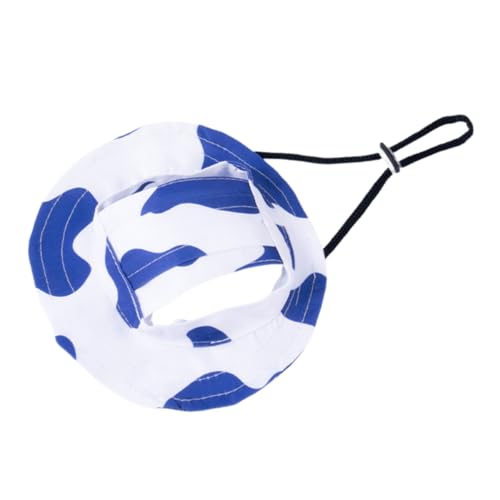Fischerhüte für Hunde – verstellbare Sommer-Sonnenblende mit runder Krempe, mit Ohrlöchern, Nackenband, Anti-Würge-Kappe für kleine, mittelgroße Hunde, Katzen, Outdoor, Wandern, Reisen (I, S) von UzeEnde