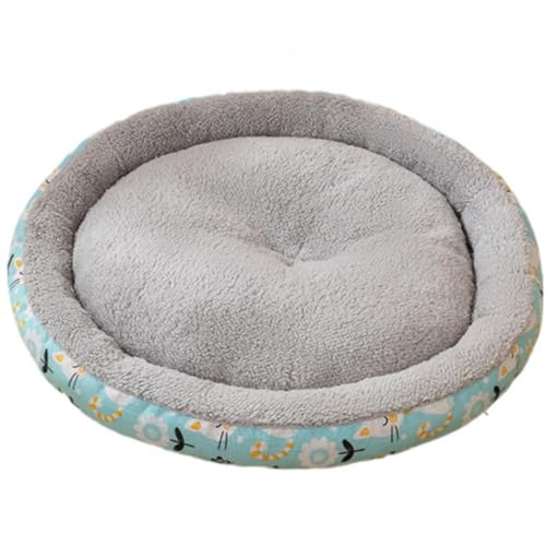 Gemütliches Katzenhöhlenbett mit Jacquard-Zottel, rundes Leinen-Haustiernest mit Lamm-Fleece-Plüschkissen, rutschfest, beruhigendes Welpen-Kätzchen-Haus für Hauskatzen, kleine Hunde, alle Jahreszeiten von UzeEnde