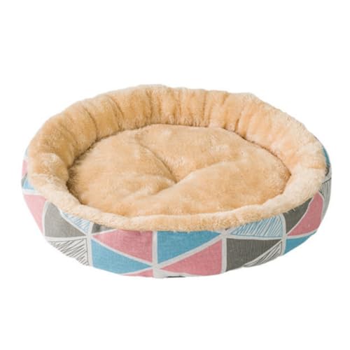 Gemütliches Katzenhöhlenbett mit Jacquard-Zottel, rundes Leinen-Haustiernest mit Lamm-Fleece-Plüschkissen, rutschfest, beruhigendes Welpen-Kätzchen-Haus für Indoor-Katzen, kleine Hunde, alle von UzeEnde