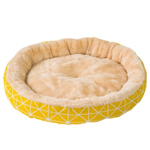 Gemütliches Katzenhöhlenbett mit Jacquard-Zottel, rundes Leinen-Haustiernest mit Lamm-Fleece-Plüschkissen, rutschfest, beruhigendes Welpen-Kätzchen-Haus für Indoor-Katzen, kleine Hunde, alle von UzeEnde