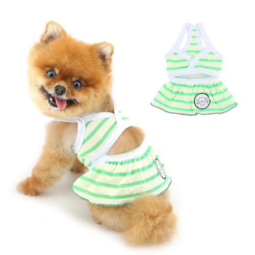 Gestreiftes Bikini-Kleid für kleine Hunde, Sommer, Strand, Welpen, Outfit, niedlich, sexy, atmungsaktiv, für kleine Hunde, Kleidung für Pool-Party, Geburtstag, Urlaub, Reisen (Nr. 1, M) von UzeEnde
