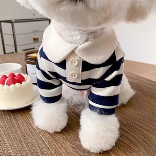 Gestreiftes Hunde-Poloshirt für den Sommer, stilvolle Welpenkleidung, weiche Baumwolle, Knopfleiste, Kragen, atmungsaktiv, Haustier-Outfit für kleine Hunde, Katzen, tägliche Spaziergänge (Nr. 1, M) Gestreiftes Hunde-Poloshirt für den Sommer, stilvolle Welpenkleidung, weiche Baumwolle, Knopfleiste, Kragen, atmungsaktiv, Haustier-Outfit für kleine Hunde, Katzen, tägliche Spaziergänge (Nr. 1, M) von UzeEnde