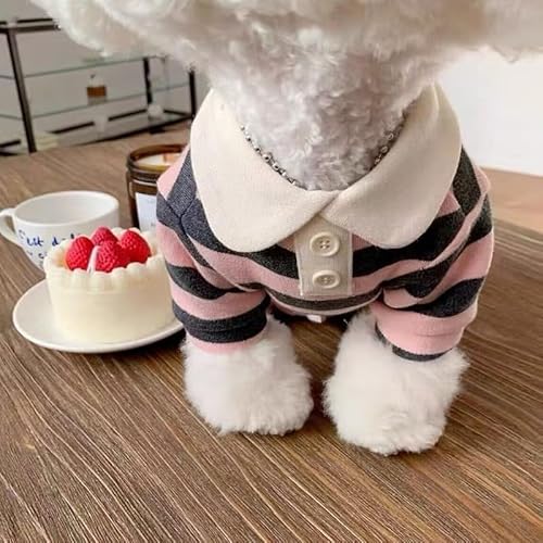 Gestreiftes Hunde-Poloshirt für den Sommer, stilvolle Welpenkleidung, weiche Baumwolle, Knopfleiste, Kragen, atmungsaktiv, Haustier-Outfit für kleine Hunde, Katzen, tägliche Spaziergänge (Nr. 2, L) Gestreiftes Hunde-Poloshirt für den Sommer, stilvolle Welpenkleidung, weiche Baumwolle, Knopfleiste, Kragen, atmungsaktiv, Haustier-Outfit für kleine Hunde, Katzen, tägliche Spaziergänge (Nr. 2, L) von UzeEnde